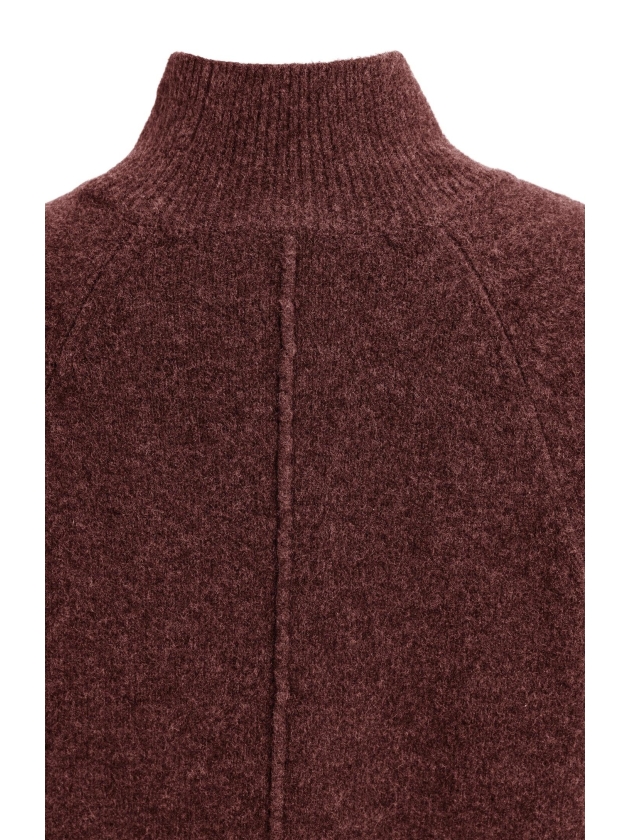 Yaya Gedreide trui 913172 Bitter chocolate red mel