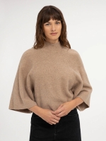 Yaya Gedreide trui 990912 Dark beige mel