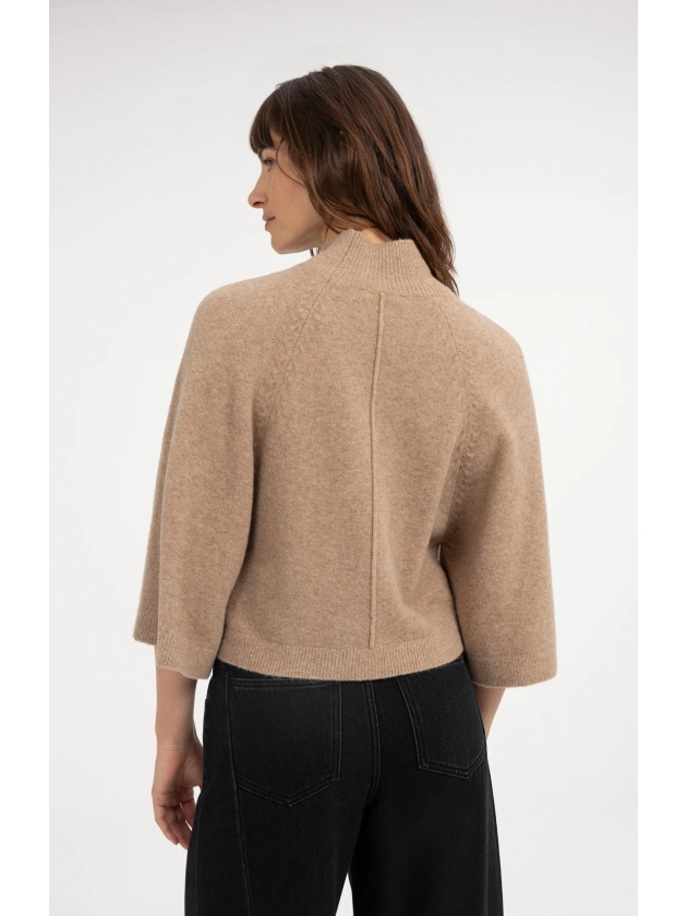 Yaya Gedreide trui 990912 Dark beige mel