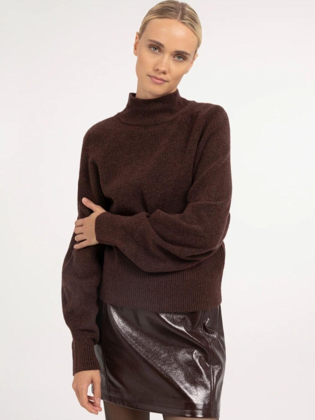Yaya Gebreide trui vleermuismouw 913172 Bitter chocolate red mel
