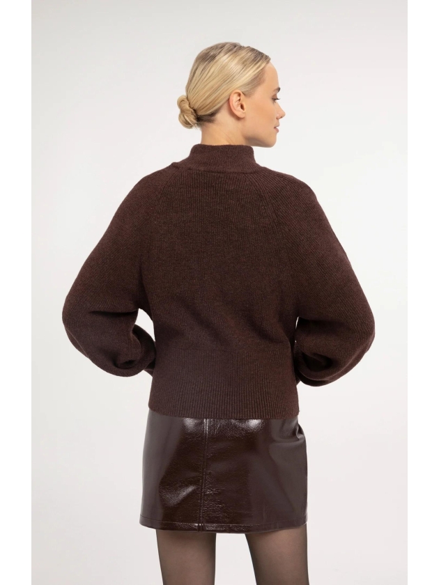 Yaya Gebreide trui vleermuismouw 913172 Bitter chocolate red mel
