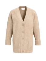 Yaya Oversized ribgebreid vest 990912 Dark beige mel