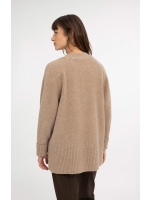 Yaya Oversized ribgebreid vest 990912 Dark beige mel