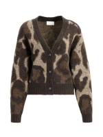 Yaya Gebreid vest met vleermuismouw 911191 Cocoa brown dessin