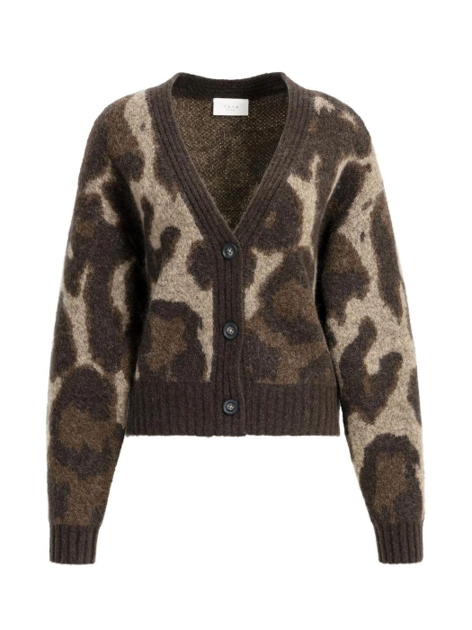 Yaya Gebreid vest met vleermuismouw 911191 Cocoa brown dessin
