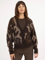 Yaya Gebreid vest met vleermuismouw 911191 Cocoa brown dessin
