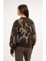 Yaya Gebreid vest met vleermuismouw 911191 Cocoa brown dessin