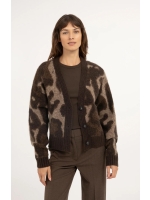 Yaya Gebreid vest met vleermuismouw 911191 Cocoa brown dessin