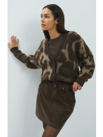 Yaya Gebreid vest met vleermuismouw 911191 Cocoa brown dessin