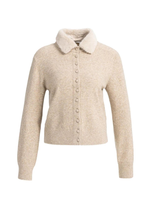 Yaya vest met afneembare kraag 990902 Light beige mel
