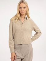 Yaya vest met afneembare kraag 990902 Light beige mel