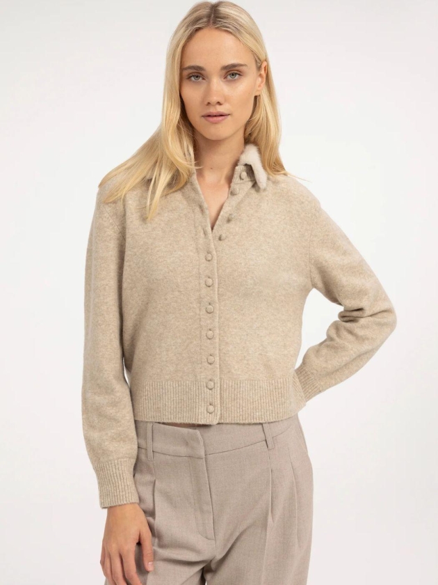 Yaya vest met afneembare kraag 990902 Light beige mel
