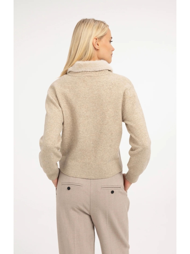 Yaya vest met afneembare kraag 990902 Light beige mel