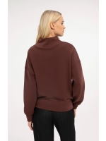 Yaya Sweater met gedrapeerde hals 91317 Bitter chocolate red
