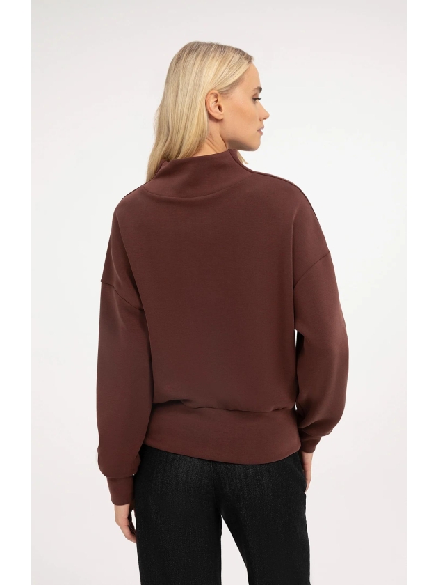 Yaya Sweater met gedrapeerde hals 91317 Bitter chocolate red