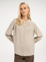 Yaya Blouse met geplooide kraag 611032 Pure cashmere grey mel