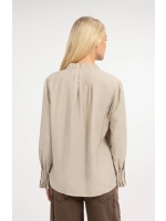 Yaya Blouse met geplooide kraag 611032 Pure cashmere grey mel