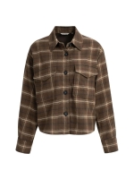 Yaya Geruite flanellen blouse 911191 Cocoa brown dessin