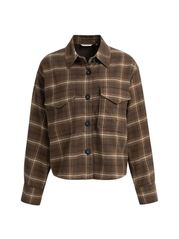 Yaya Geruite flanellen blouse 911191 Cocoa brown dessin