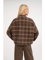 Yaya Geruite flanellen blouse 911191 Cocoa brown dessin