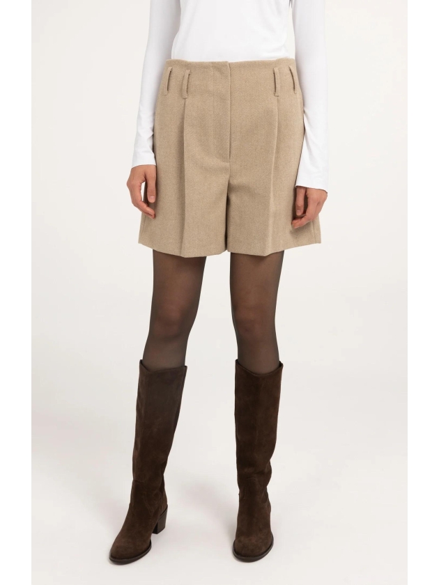 Yaya Bermuda van gemeleerde visgraat 990972 Beige mel