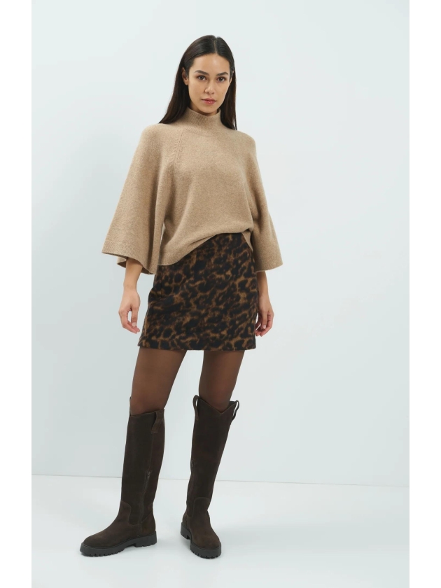 Yaya Minirok met luipaarddessin 911191 Cocoa brown dessin