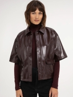 Yaya Kort jasje van imitatieleer 91317 Bitter chocolate red