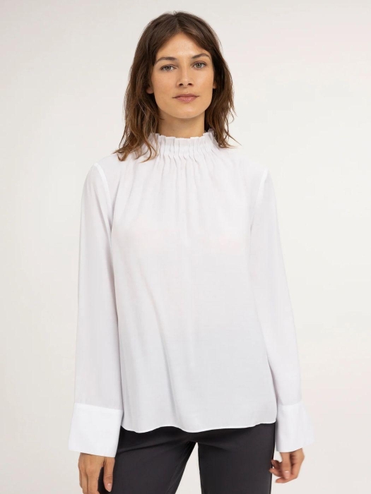 Yaya Kanten top met hoge halslijn 00000 Pure white