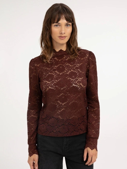 Yaya Kunstleren top 91317 Bitter chocolate red