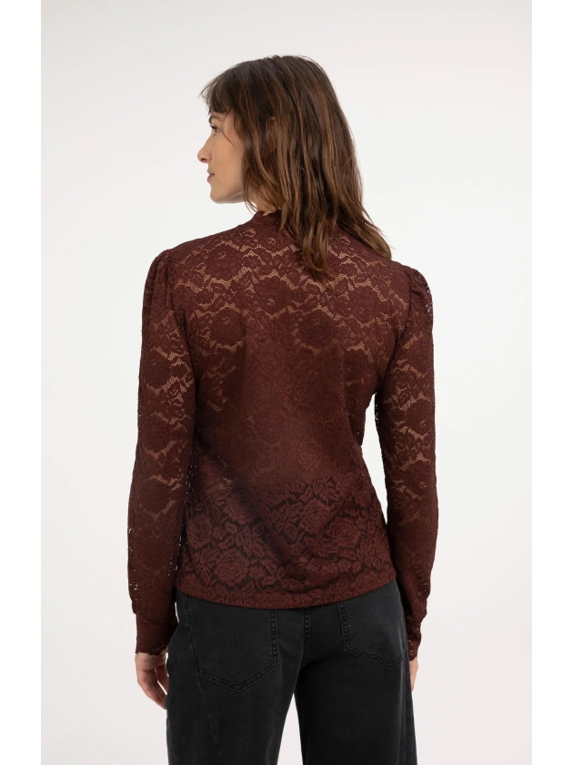 Yaya Kunstleren top 91317 Bitter chocolate red