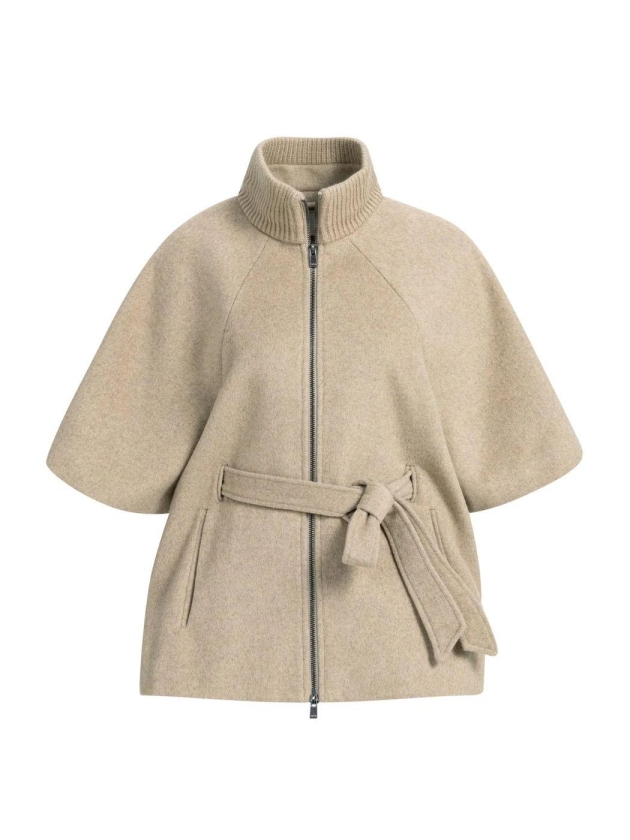 Yaya Poncho jas met ribkraag 611032 Pure cashmere grey mel