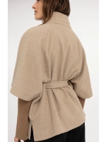 Yaya Poncho jas met ribkraag 611032 Pure cashmere grey mel