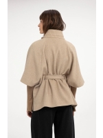 Yaya Poncho jas met ribkraag 611032 Pure cashmere grey mel