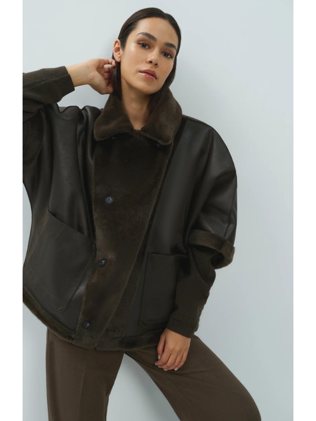 Yaya Oversized jas imitatiebont 90840 Delicioso brown