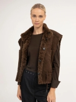 Yaya Bodywarmer imitatieleer 911191 Cocoa brown dessin