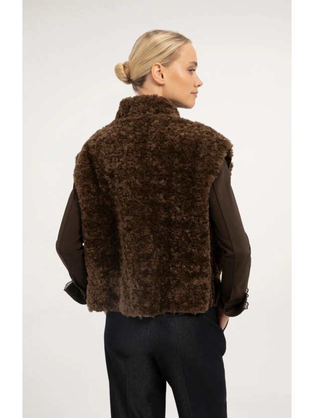 Yaya Bodywarmer imitatieleer 911191 Cocoa brown dessin