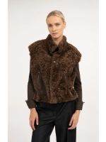 Yaya Bodywarmer imitatieleer 911191 Cocoa brown dessin