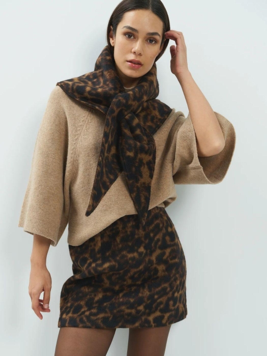 Yaya Satijnen keper stropdas 911191 Cocoa brown dessin