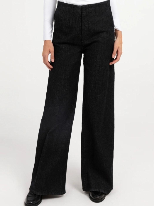 Yaya Hoge taille denim broek - L32 99037 Black denim