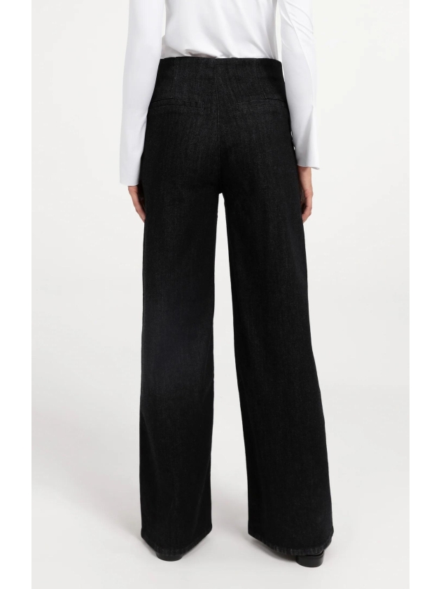 Yaya Hoge taille denim broek - L32 99037 Black denim