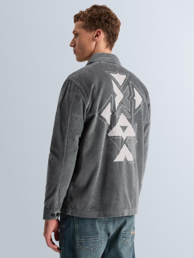 Cast Iron Long sleeve shirt Placed embroider 9076 Dark slate