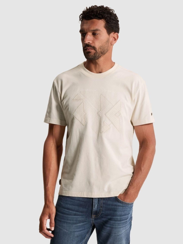 Cast Iron Short sleeve r-neck relaxed fit pe 7555 White down