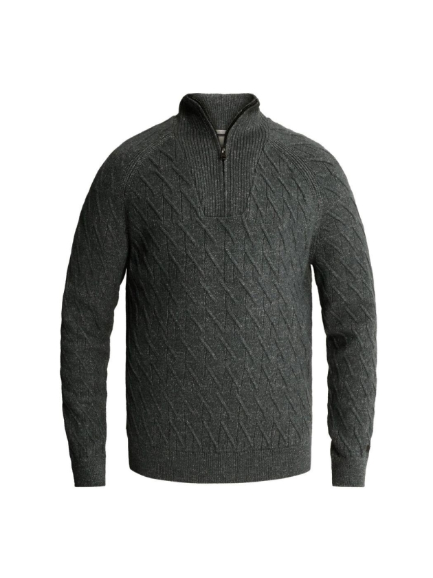 Cast Iron Half zip collar regular fit cotton 9076 Dark slate
