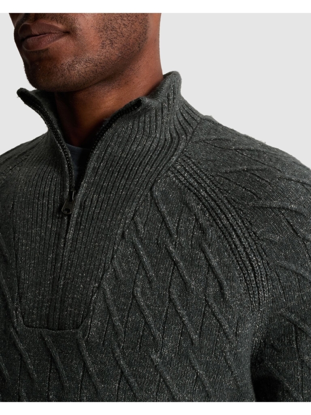 Cast Iron Half zip collar regular fit cotton 9076 Dark slate