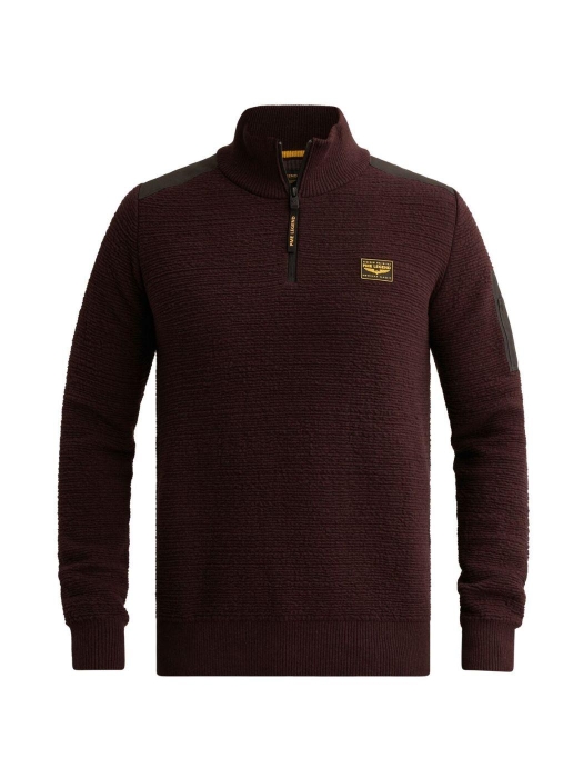 PME Legend Half zip collar texture yarn 4357 Dark aubergine