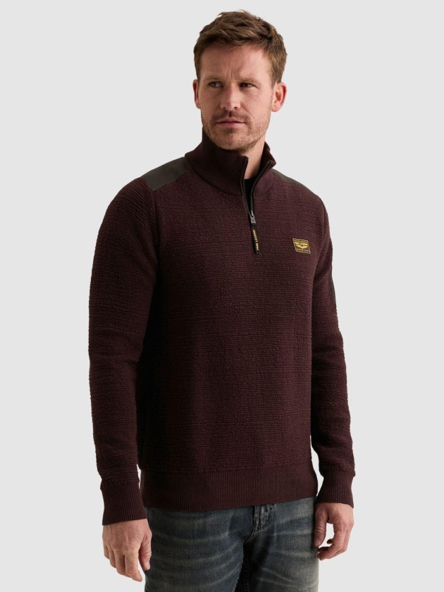 PME Legend Half zip collar texture yarn 4357 Dark aubergine