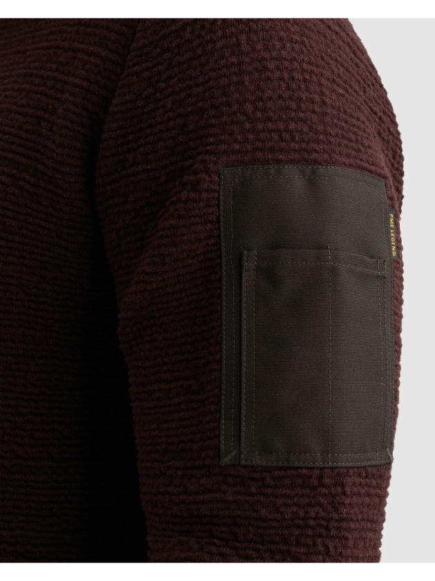 PME Legend Half zip collar texture yarn 4357 Dark aubergine