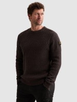 PME Legend R-neck mouline structure 4357 Dark aubergine
