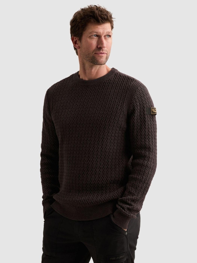 PME Legend R-neck mouline structure 4357 Dark aubergine