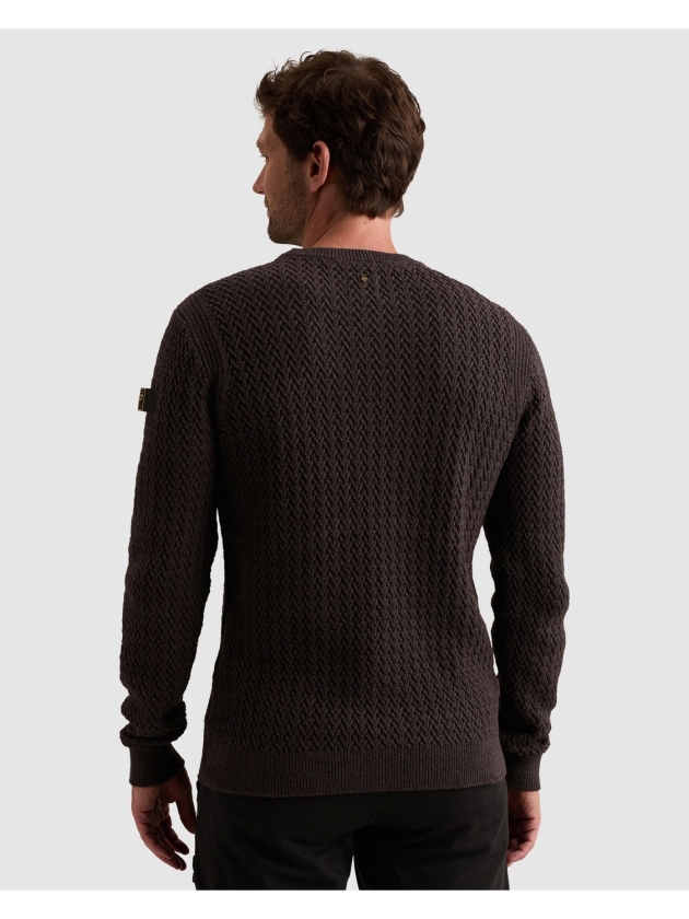 PME Legend R-neck mouline structure 4357 Dark aubergine